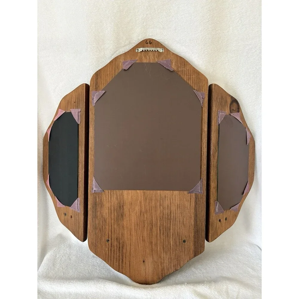 Vintage Wood Hanging Decorative Mirror, Shelf, & Candle/Votive Holder